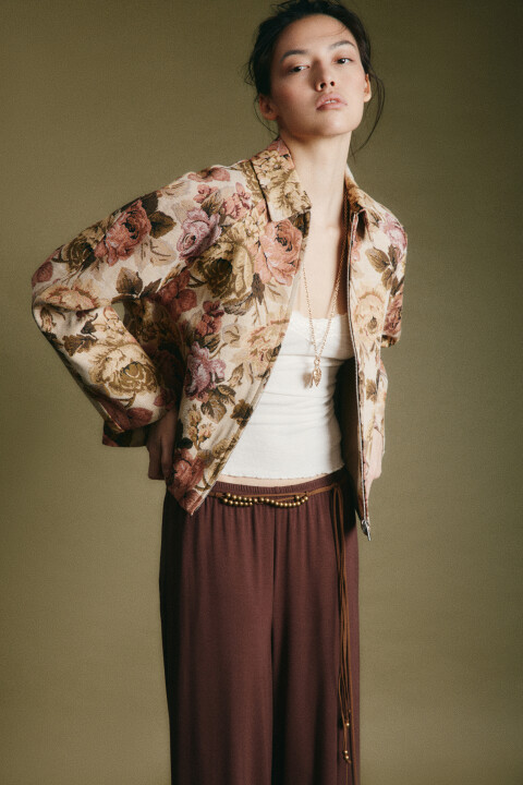 

Жакет с отложным воротником и цветочным узором, Мультиколор, Жакет с отложным воротником и цветочным узором