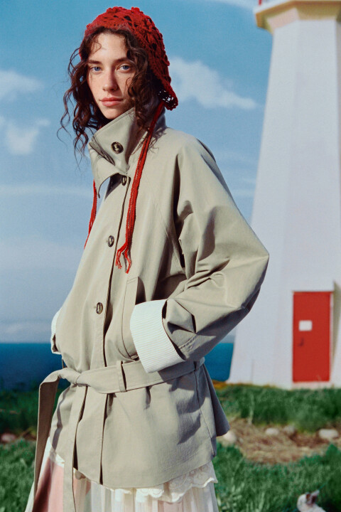 

Плащ-тренчкот без капюшона с подворотами, Зеленый, Плащ-тренчкот без капюшона с подворотами