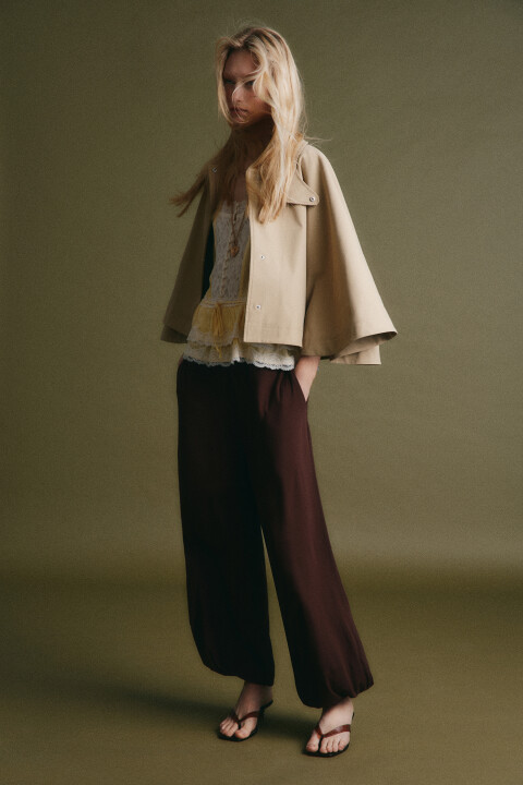 

Кейп укороченный с отложным воротником, Бежевый, Кейп укороченный с отложным воротником