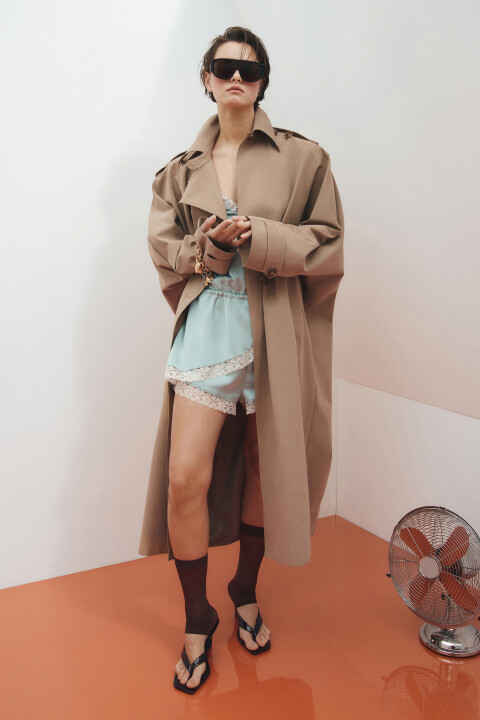 

Плащ-тренчкот с отложным воротником, Бежевый, Плащ-тренчкот с отложным воротником