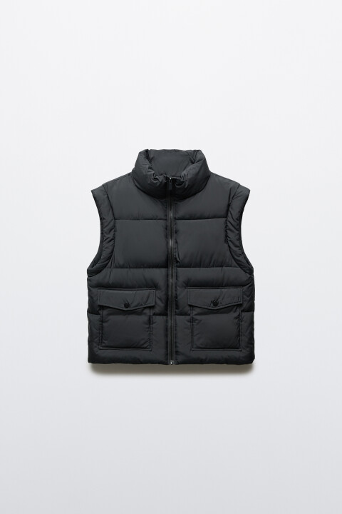 

Жилет стеганый утепленный с воротником-стойкой, Черный, Жилет стеганый утепленный с воротником-стойкой