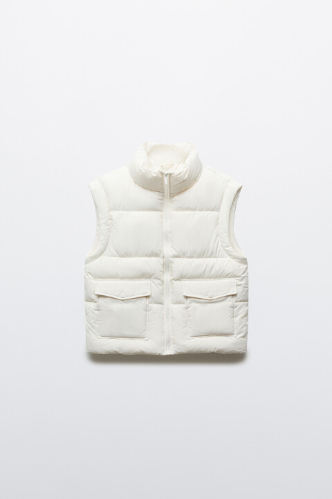 

Жилет стеганый утепленный с воротником-стойкой, Молочный, Жилет стеганый утепленный с воротником-стойкой