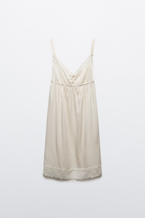 

Платье домашнее атласное с кружевом на тонких бретелях, Черный, Платье домашнее атласное с кружевом на тонких бретелях