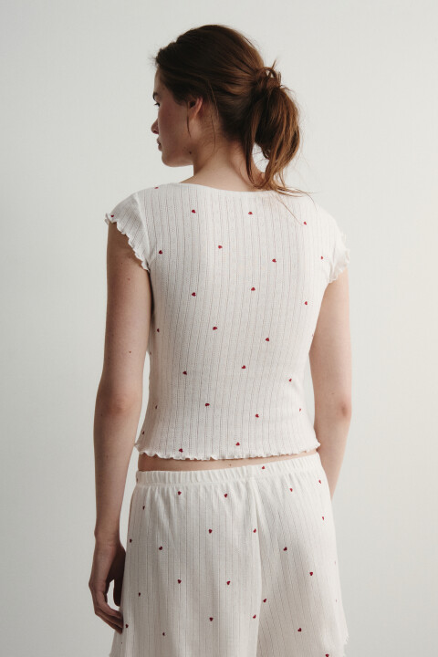 

Футболка домашняя приталенная хлопковая ажурная, Красный, Футболка домашняя приталенная хлопковая ажурная