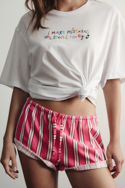 

Футболка домашняя хлопковая с принтом, Красный, Футболка домашняя хлопковая с принтом