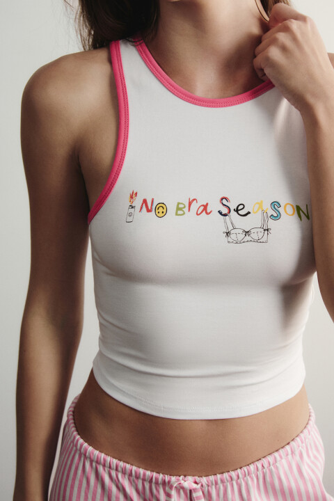 

Майка-топ домашняя хлопковая с принтом, Синий, Майка-топ домашняя хлопковая с принтом