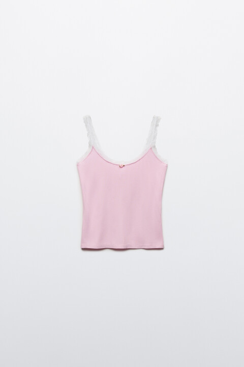 

Майка домашняя вискозная приталенная с кружевом, Розовый, Майка домашняя вискозная приталенная с кружевом