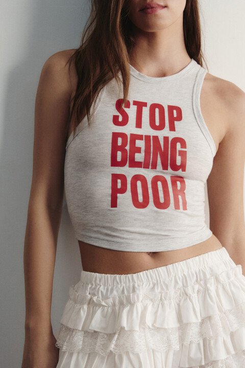 

Майка-топ домашняя хлопковая с принтом, Серый, Майка-топ домашняя хлопковая с принтом