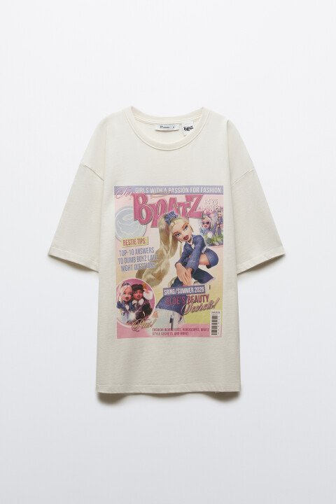 

Футболка хлопковая оверсайз с принтом, Белый, Футболка хлопковая оверсайз с принтом