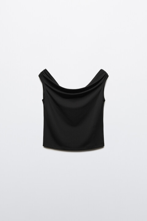 

Блузка-топ приталенная с открытыми плечами, Черный, Блузка-топ приталенная с открытыми плечами