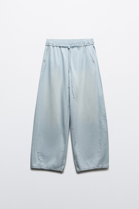 

Джинсы-баллон со средней посадкой на резинке, Голубой, Джинсы-баллон со средней посадкой на резинке