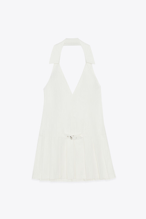 

Платье-халтер мини со складками, Белый, Платье-халтер мини со складками