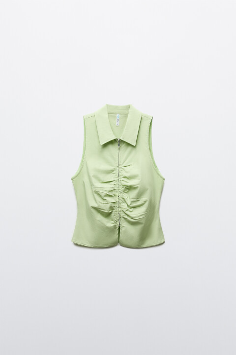 

Жилет вискозный облегающий с отложным воротником, Зеленый, Жилет вискозный облегающий с отложным воротником