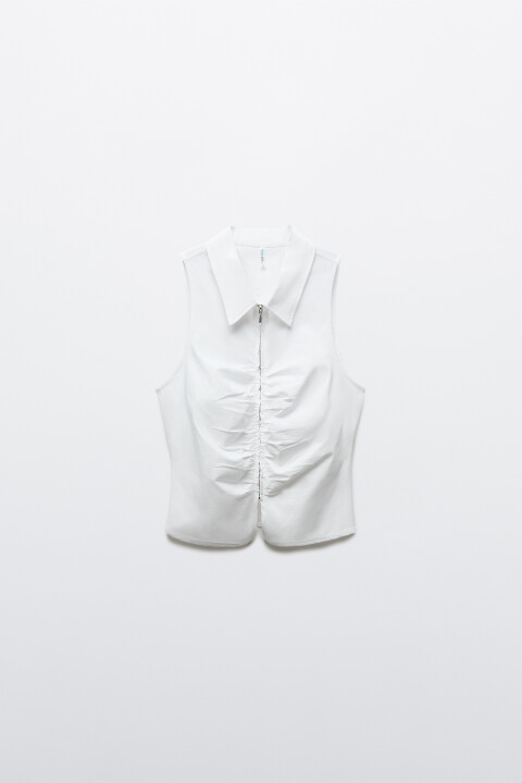 

Жилет вискозный облегающий с отложным воротником, Молочный, Жилет вискозный облегающий с отложным воротником