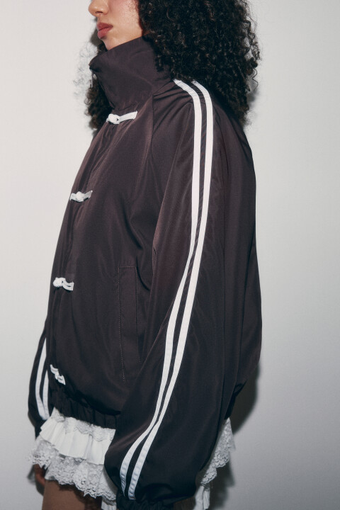 

Куртка-бомбер с лампасами и воротником-стойкой, Синий, Куртка-бомбер с лампасами и воротником-стойкой