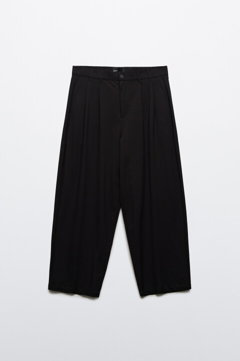 

Брюки костюмные со средней посадкой и защипами, Черный, Брюки костюмные со средней посадкой и защипами