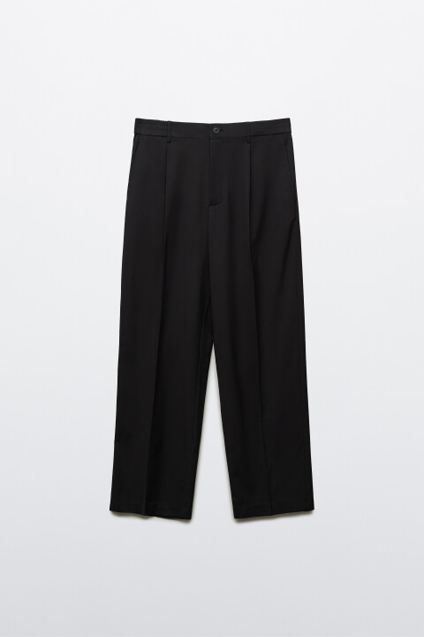 

Брюки wide leg костюмные со средней посадкой, Черный, Брюки wide leg костюмные со средней посадкой