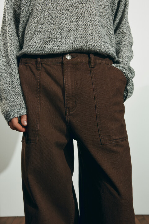 

Брюки широкие со средней посадкой в рубчик, Зеленый, Брюки широкие со средней посадкой в рубчик