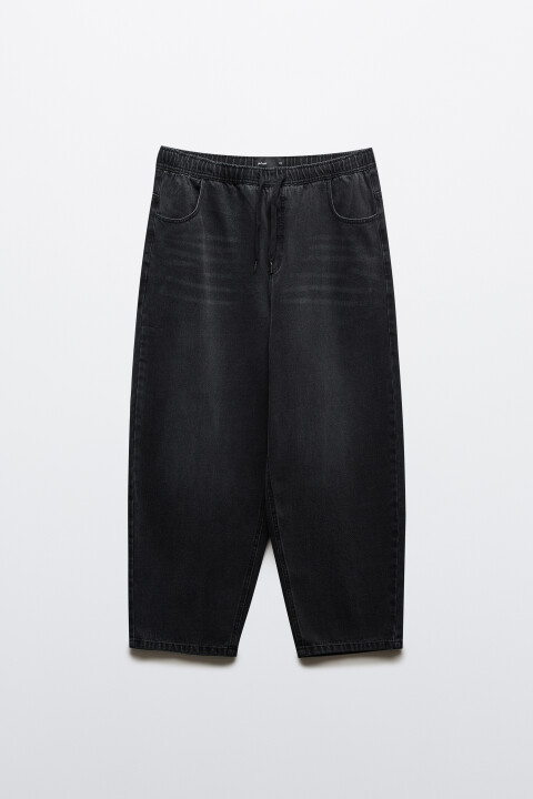 

Джинсы baggy fit со средней посадкой на завязках, Черный, Джинсы baggy fit со средней посадкой на завязках