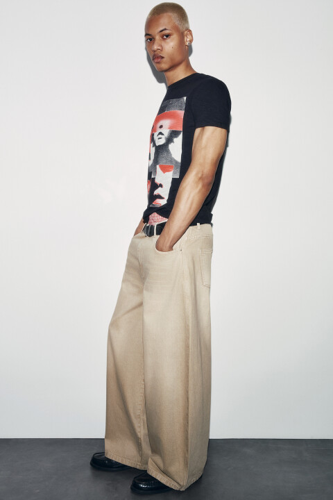 

Джинсы-баллон со средней посадкой, Бежевый, Джинсы-баллон со средней посадкой