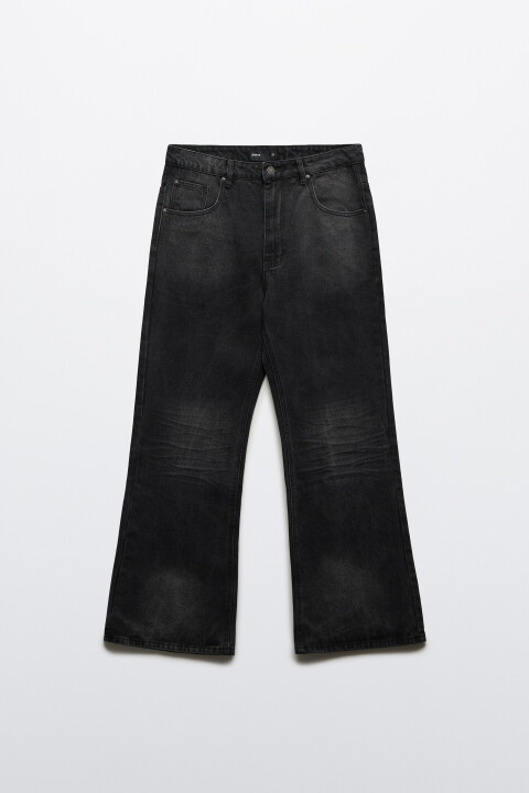 

Джинсы клеш со средней посадкой потертые, Серый, Джинсы клеш со средней посадкой потертые