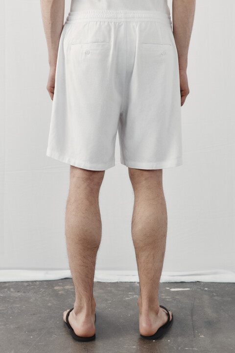 

Шорты вискозные со льном на завязках, Белый, Шорты вискозные со льном на завязках