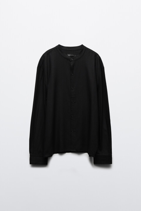 

Рубашка без воротника вискозная со льном, Зеленый, Рубашка без воротника вискозная со льном