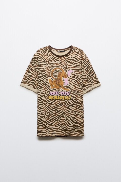 

Футболка прямая с принтом, Коричневый, Футболка прямая с принтом