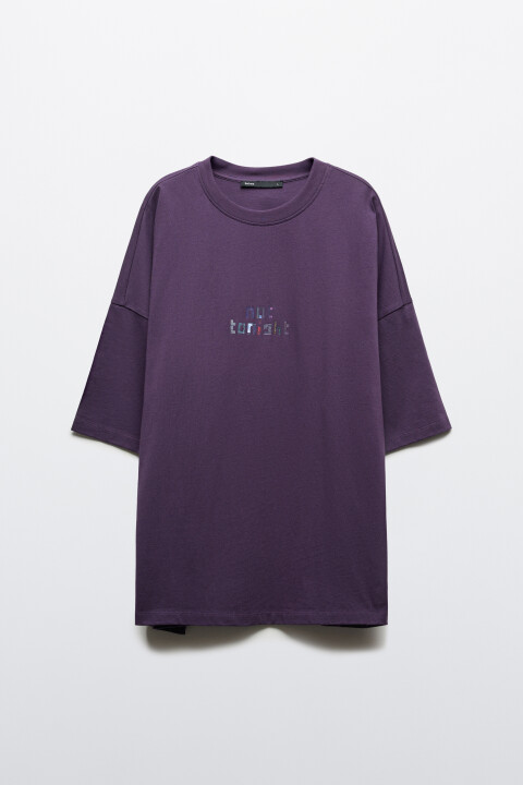 

Футболка хлопковая с принтом, Фиолетовый, Футболка хлопковая с принтом