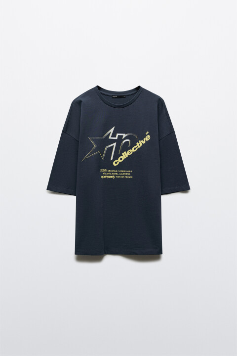 

Футболка хлопковая прямая с принтом, Серый, Футболка хлопковая прямая с принтом