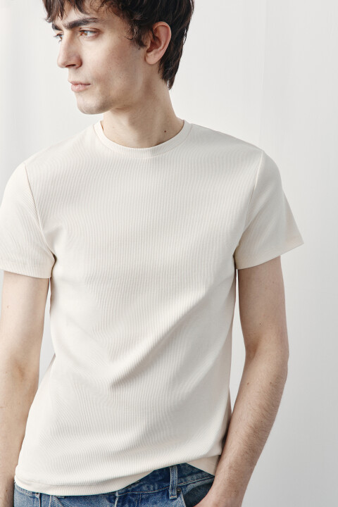 

Футболка приталенная базовая в рубчик, Серый, Футболка приталенная базовая в рубчик