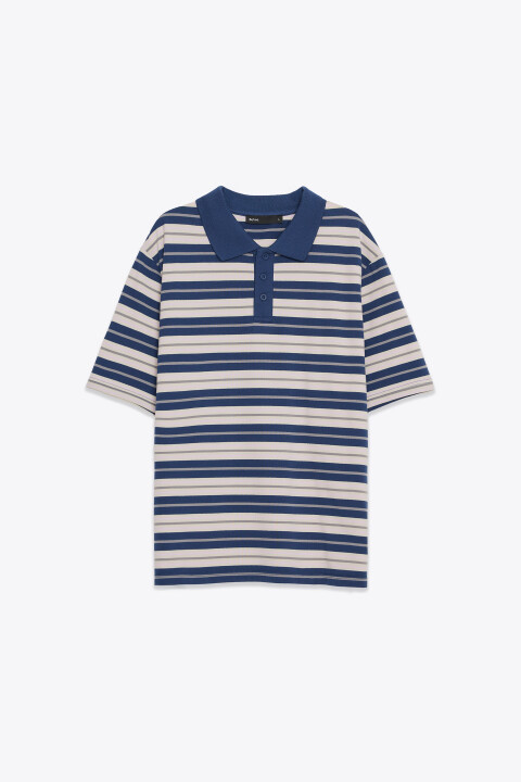 

Футболка-поло полуприлегающая в полоску, Мультиколор, Футболка-поло полуприлегающая в полоску