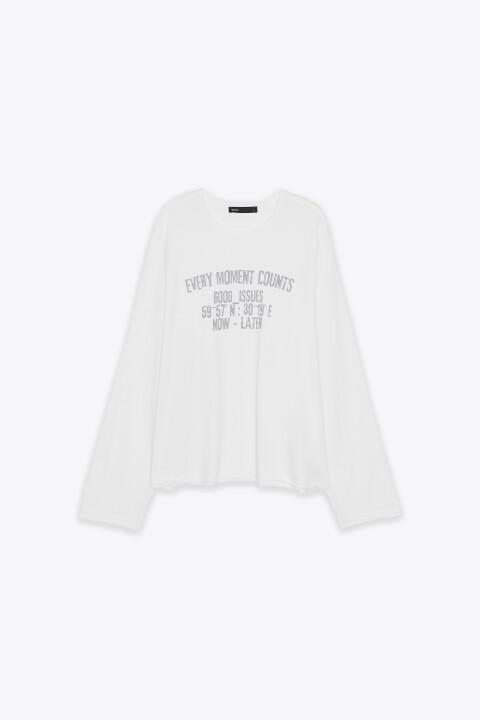 

Лонгслив прямой с принтом, Белый, Лонгслив прямой с принтом