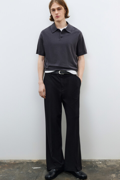 

Футболка-поло вязаная на пуговицах, Бежевый, Футболка-поло вязаная на пуговицах