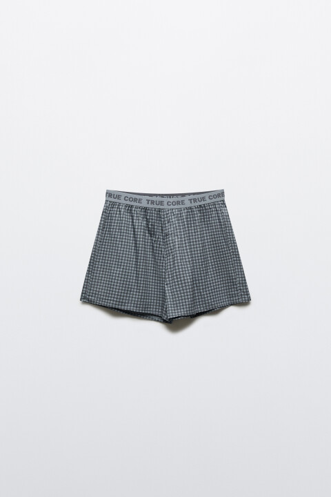 

Трусы-шорты хлопковые в клетку, Серый, Трусы-шорты хлопковые в клетку