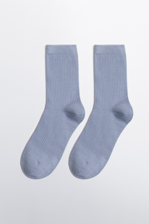 

Носки высокие в рубчик, Серо-голубой, Носки высокие в рубчик