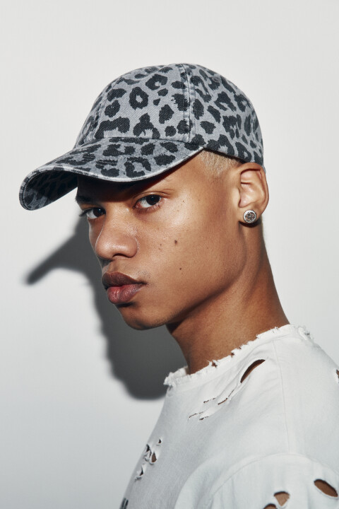 

Кепка хлопковая с леопардовым принтом, Серый, Кепка хлопковая с леопардовым принтом