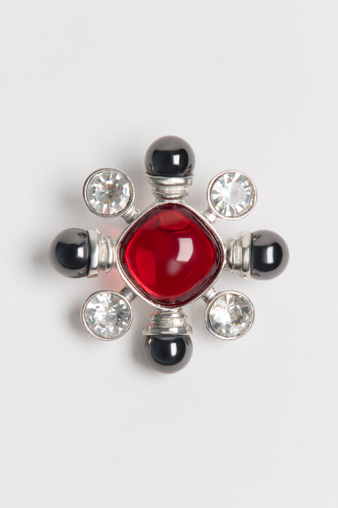 

Брошь фигурная со стразами, Серый, Брошь фигурная со стразами