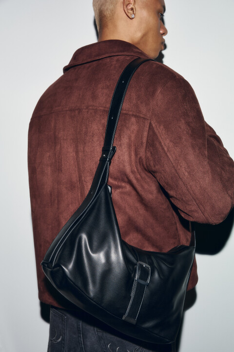 

Сумка-кроссбоди с кожаной фактурой, Черный, Сумка-кроссбоди с кожаной фактурой