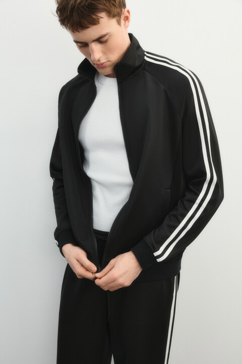 

Куртка-олимпийка спортивная с лампасами, Черный, Куртка-олимпийка спортивная с лампасами