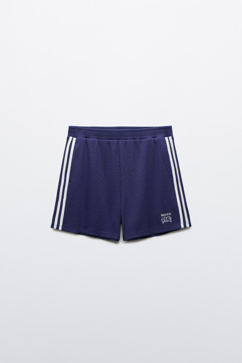 

Шорты спортивные с вафельной фактурой и лампасами, Синий, Шорты спортивные с вафельной фактурой и лампасами