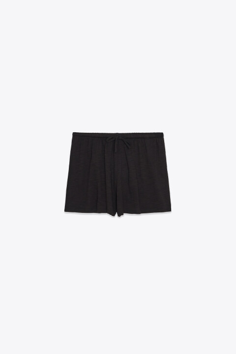 

Шорты со средней посадкой на резинках из модала и хлопка, Черный, Шорты со средней посадкой на резинках из модала и хлопка