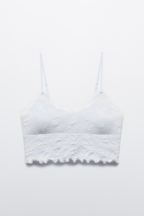 

Бюстгальтер-топ с узором и кружевом, Ванильный, Бюстгальтер-топ с узором и кружевом