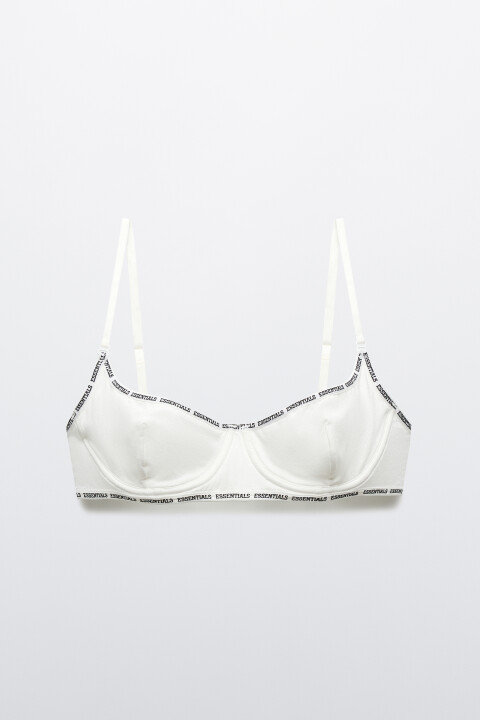 

Бюстгальтер-бра хлопковый с надписью, Белый, Бюстгальтер-бра хлопковый с надписью