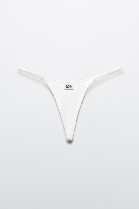 

Трусы-стринги в рубчик со средней посадкой, Белый, Трусы-стринги в рубчик со средней посадкой