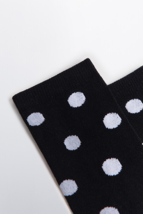 

Носки высокие в рубчик с принтом в горошек, Черный, Носки высокие в рубчик с принтом в горошек