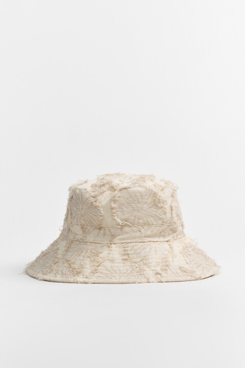 

Панама хлопковая со рваным узором, Бежевый, Панама хлопковая со рваным узором