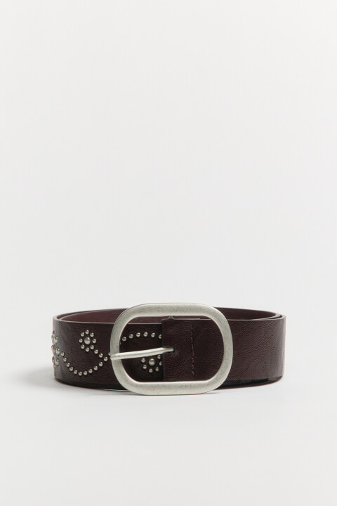 

Ремень декоративный из искусственной кожи с заплепками, Коричневый, Ремень декоративный из искусственной кожи с заплепками