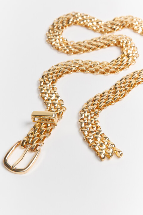 

Пояс-цепочка декоративный золотистый, Желтый, Пояс-цепочка декоративный золотистый