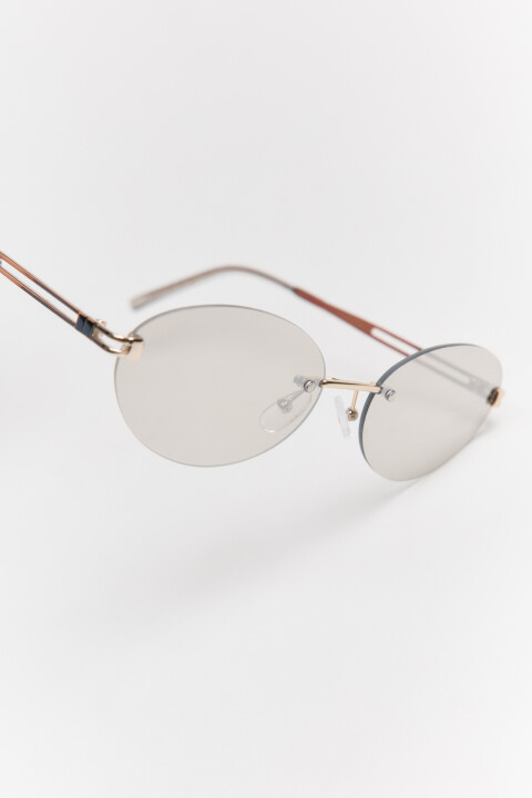 

Очки солнцезащитные овальные без оправы, Белый, Очки солнцезащитные овальные без оправы